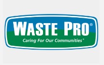 Waste Pro logo with name in white on blue and green oval