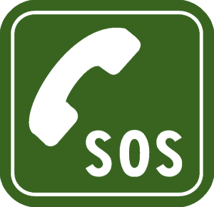 phone and SOS on green background