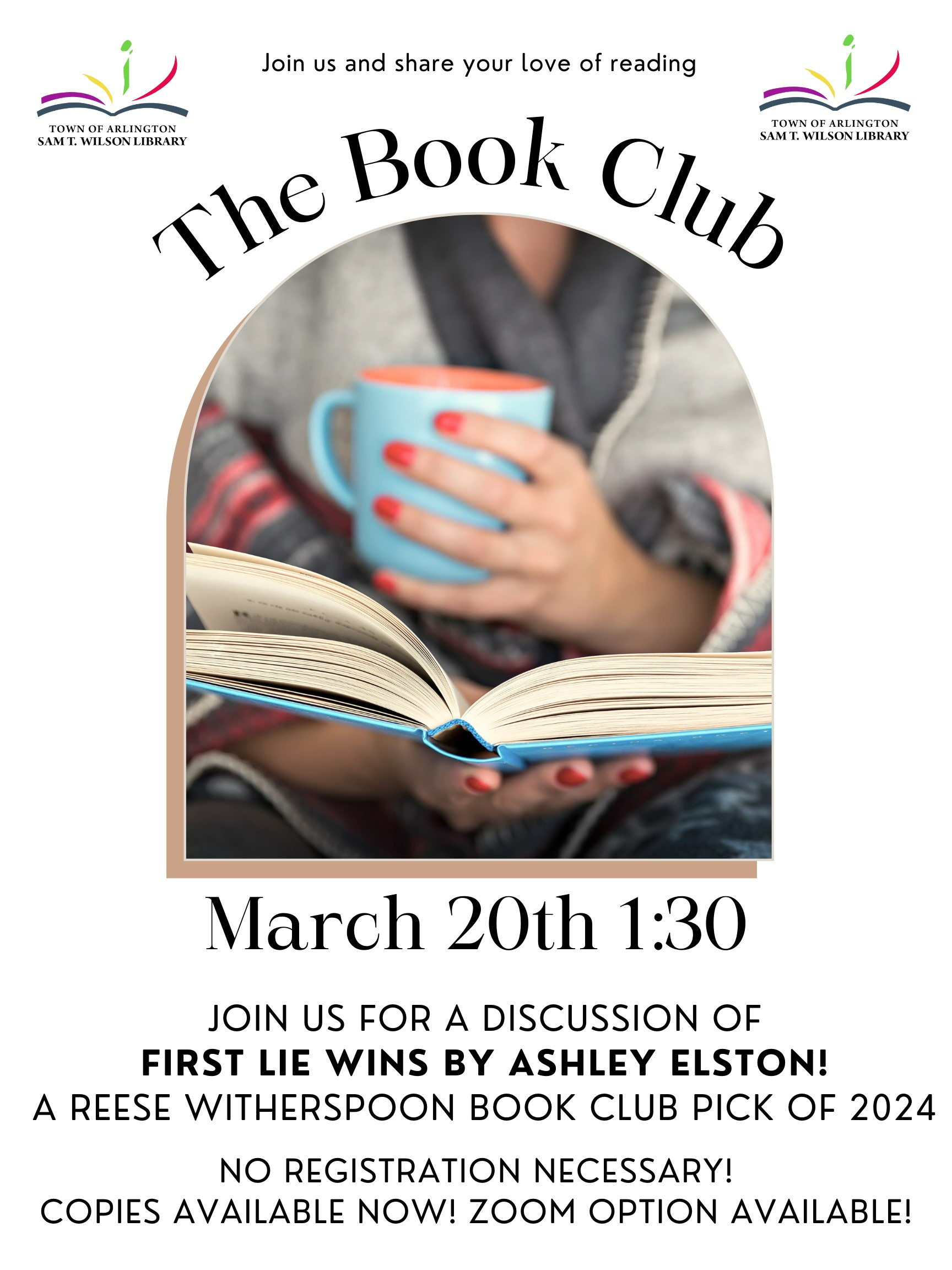 The Book Club, March 20th at 1:30 for discussion of First Lie Wins by Ashley Elston