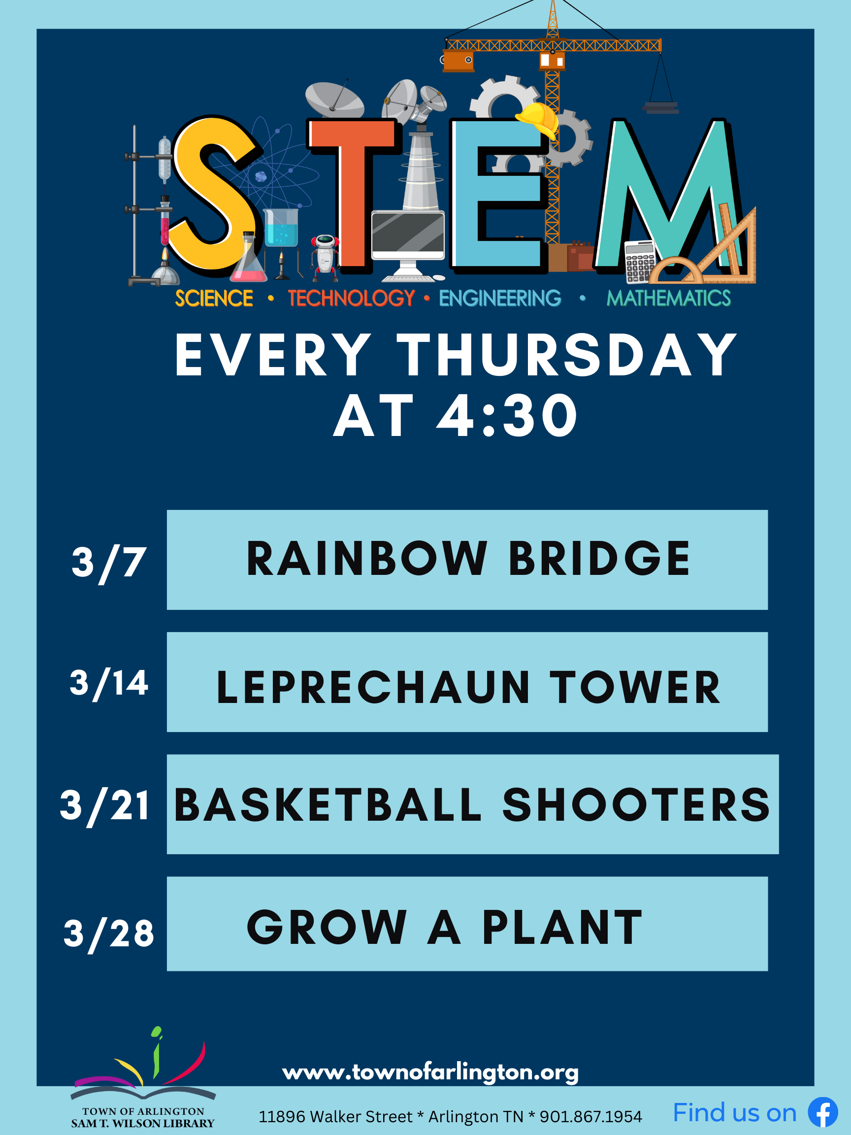 STEM classes on Thursdays at 4:30 in March