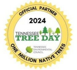 Yellow award badge with text saying Official 2024 TN Tree Day Partner inside