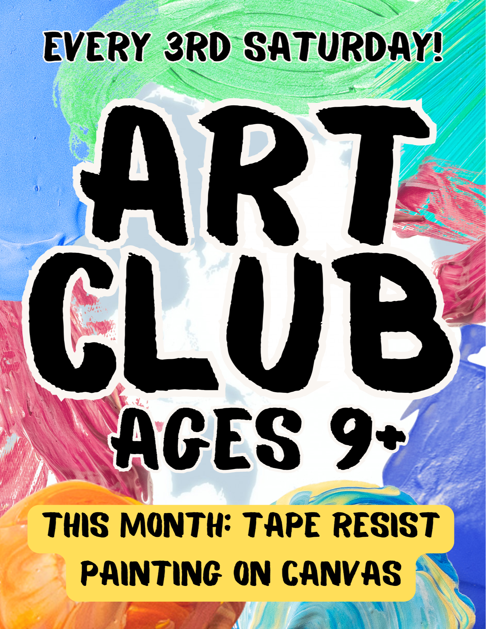 Art Club is on third Saturdays at 11:00. 