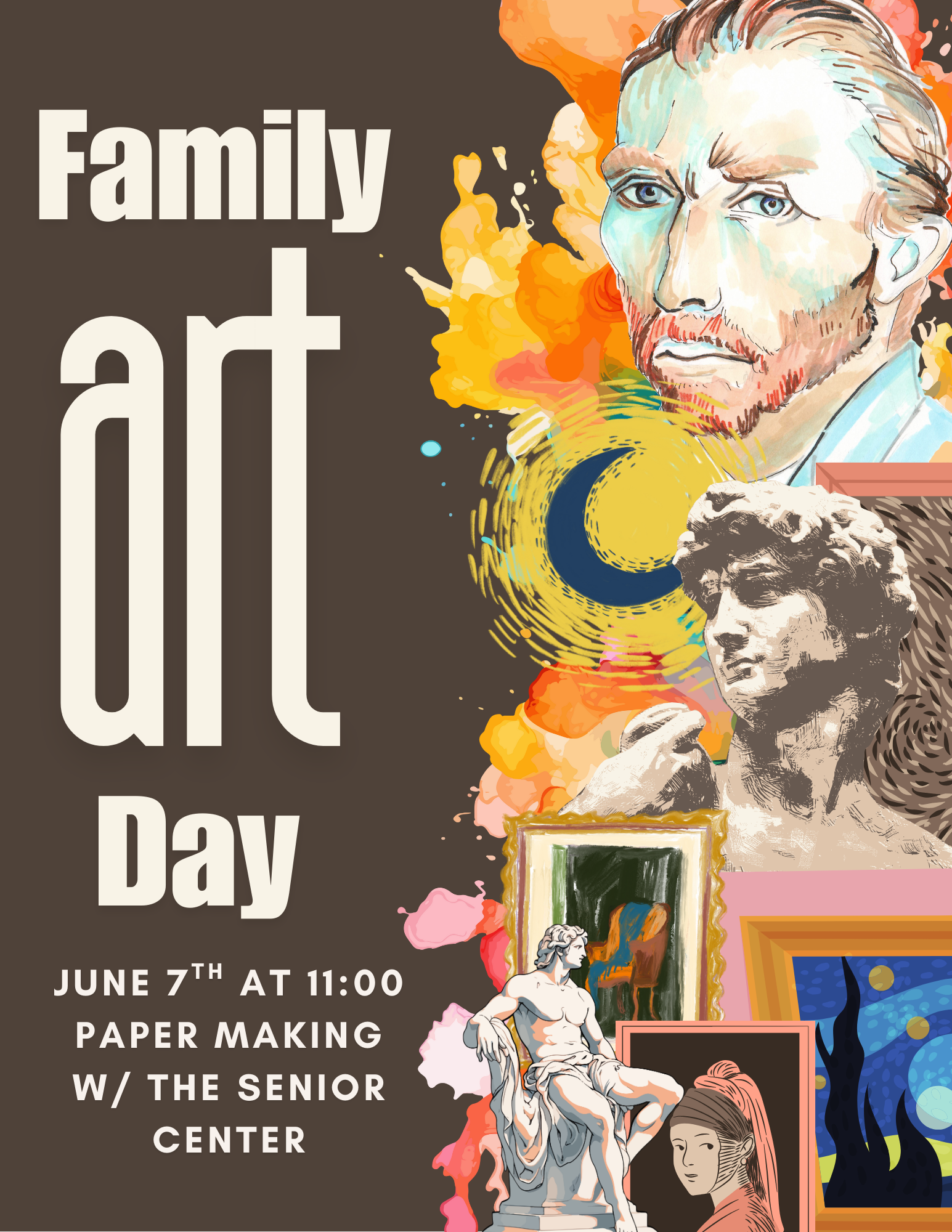 family art day is on june 7th at 11:00 at the safe room. registration is required.