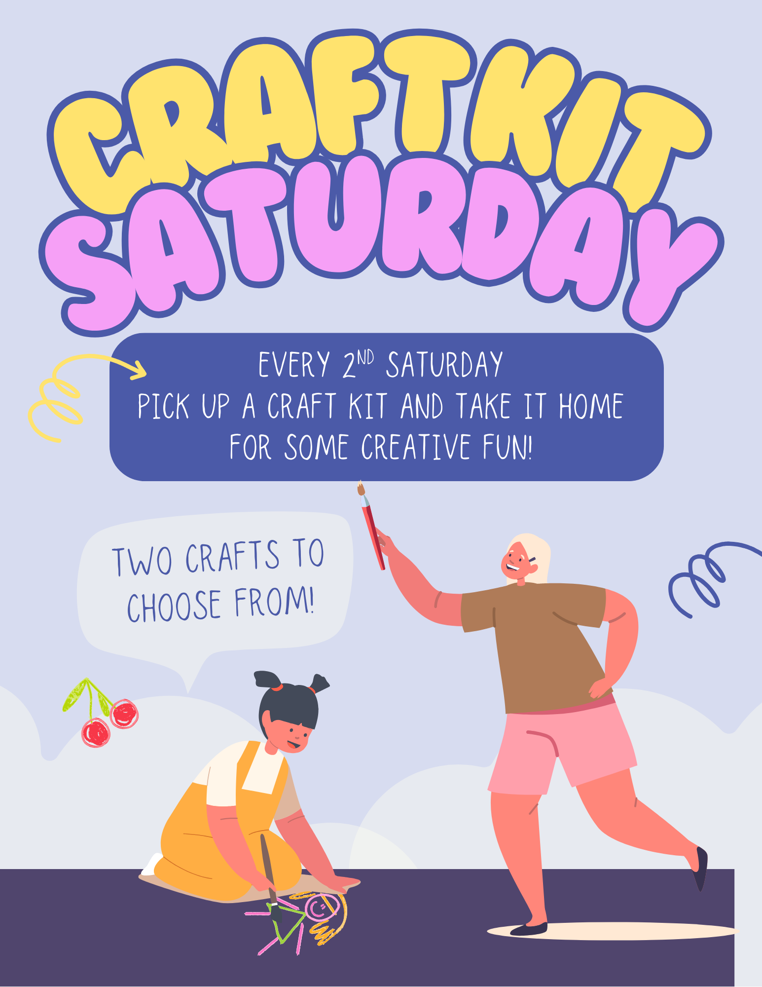 craft kit saturdays are every 2nd saturday. 