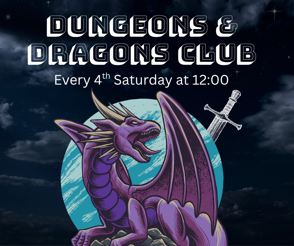 dungeons and dragons club will meet on November 22nd from 12:00-2:00. for tweens, teens, and adults.