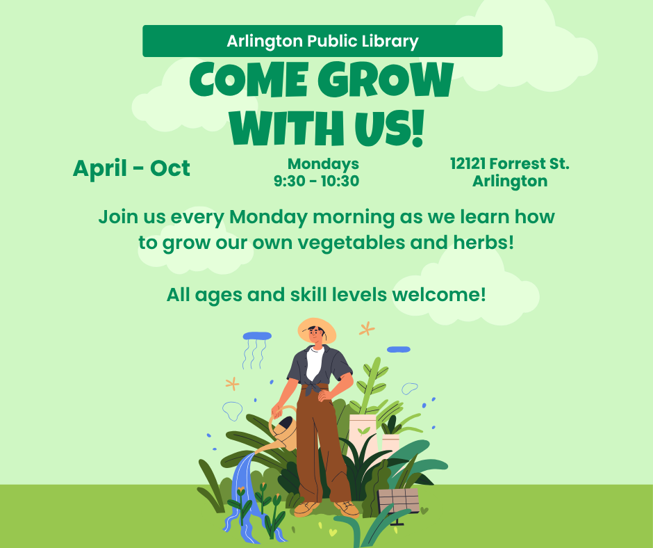 community garden time is on Mondays from 9:30-10:30.