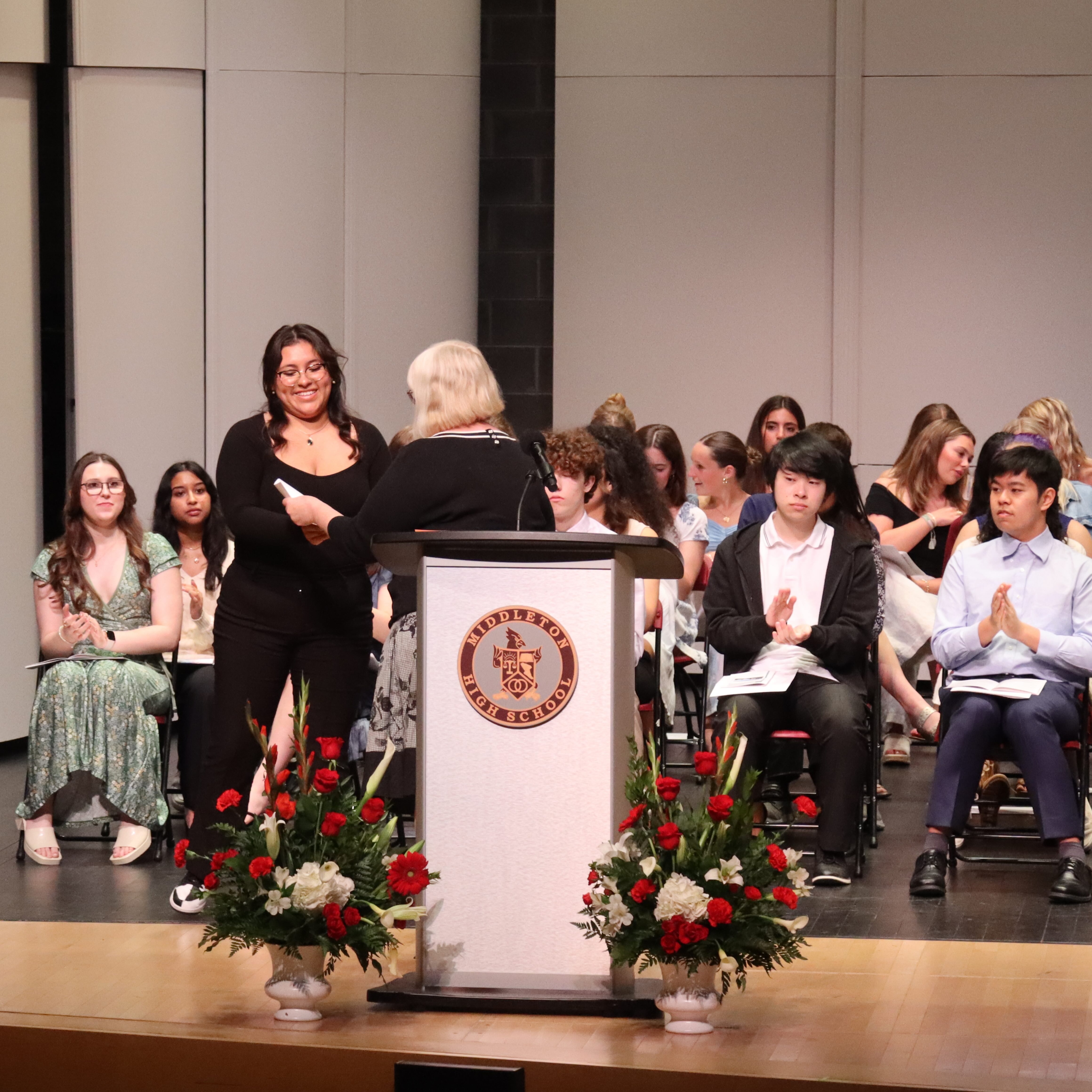 student accepts scholarship