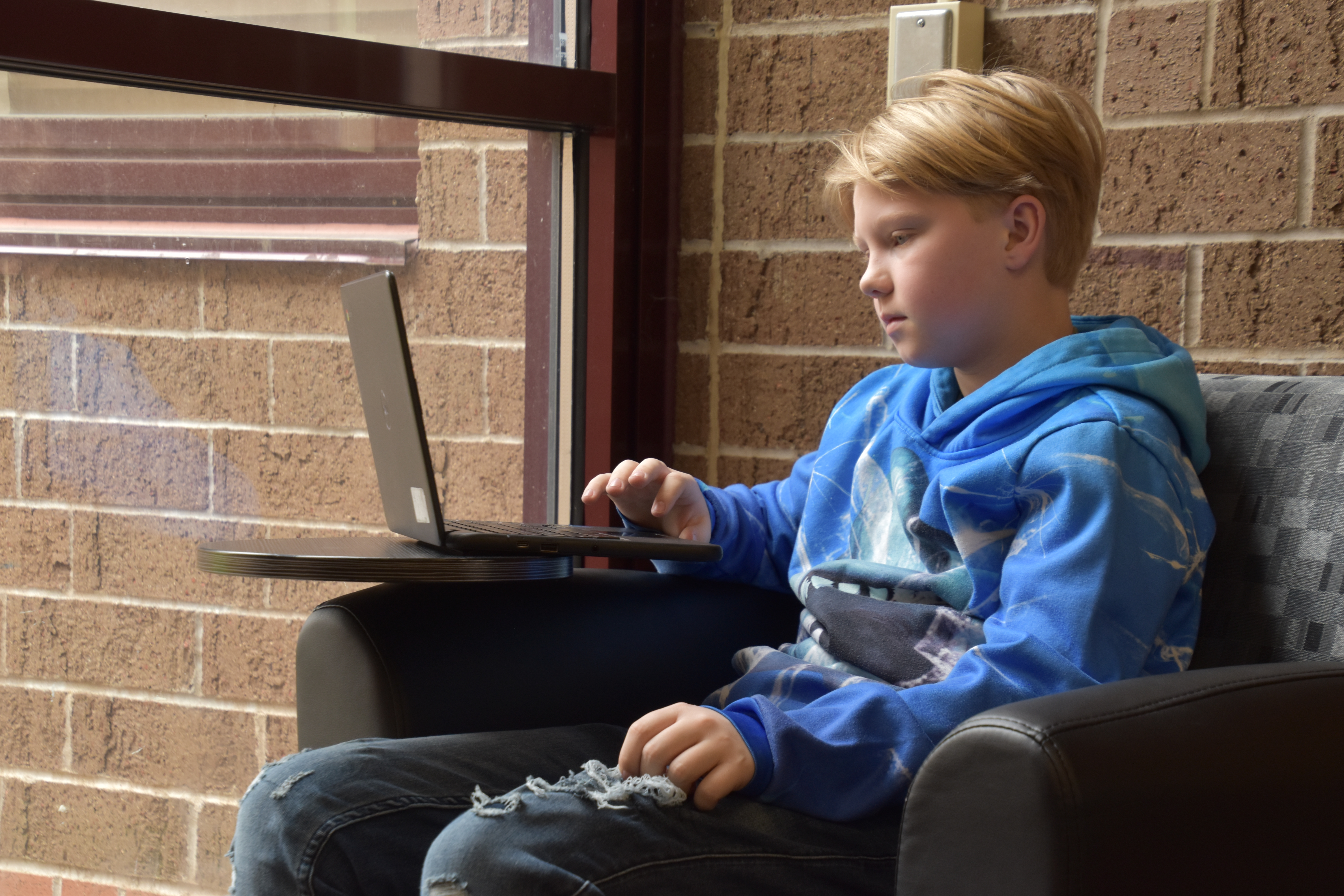 Student using a chromebook