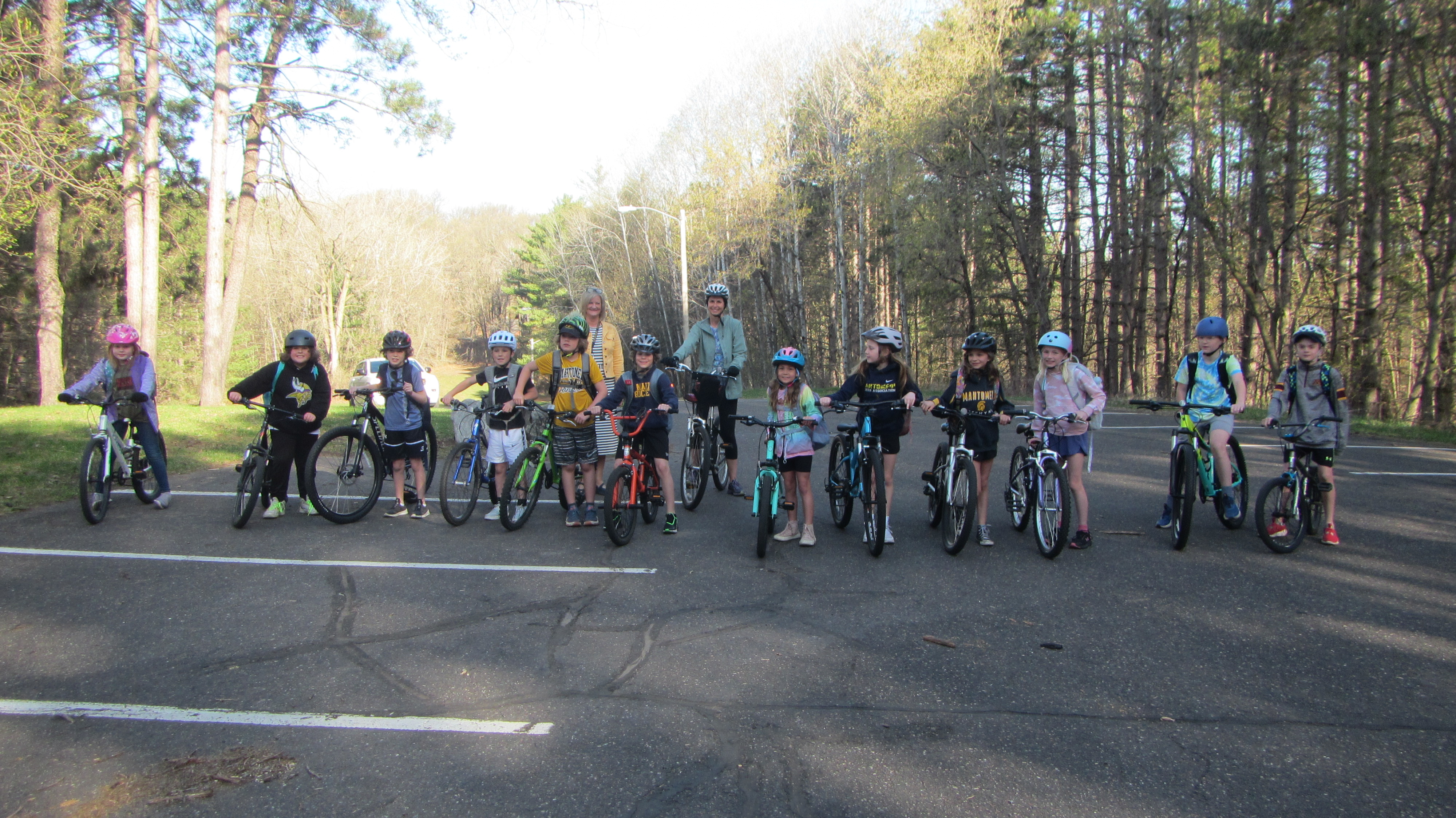 Students biking to school