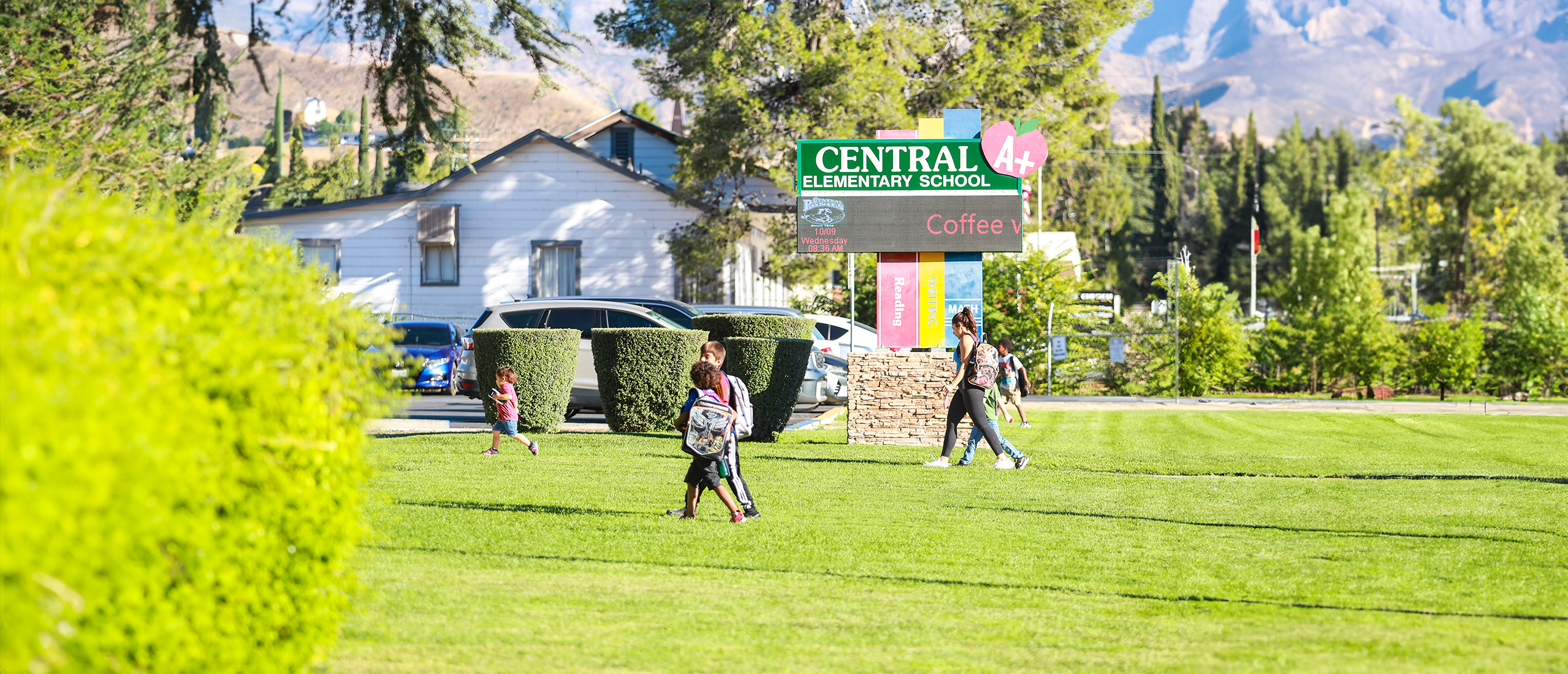 Students walking to school