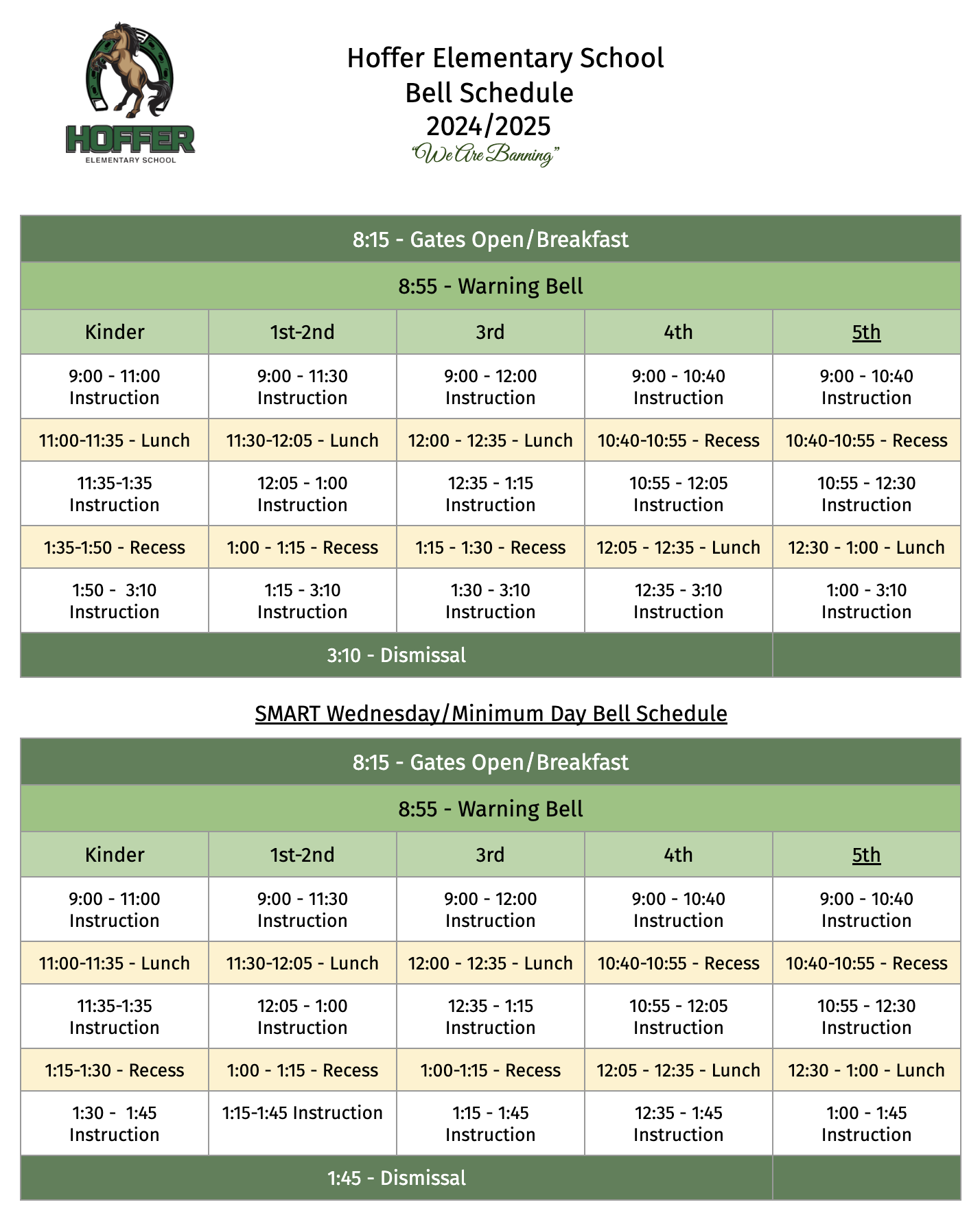 Bell Schedule