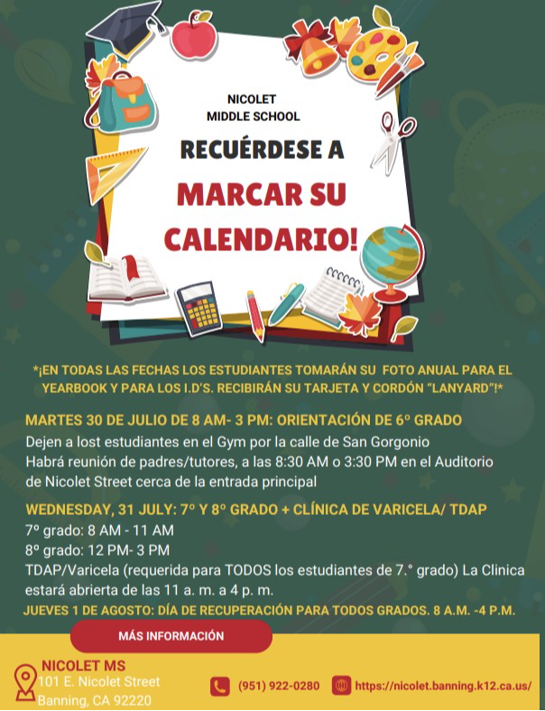 Back-to-School Information- SPANISH