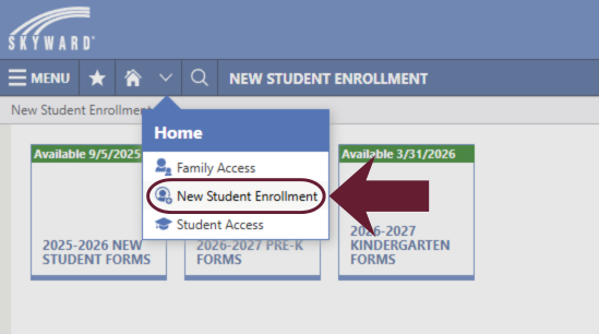 skyward enrollment new student enrollment loaction