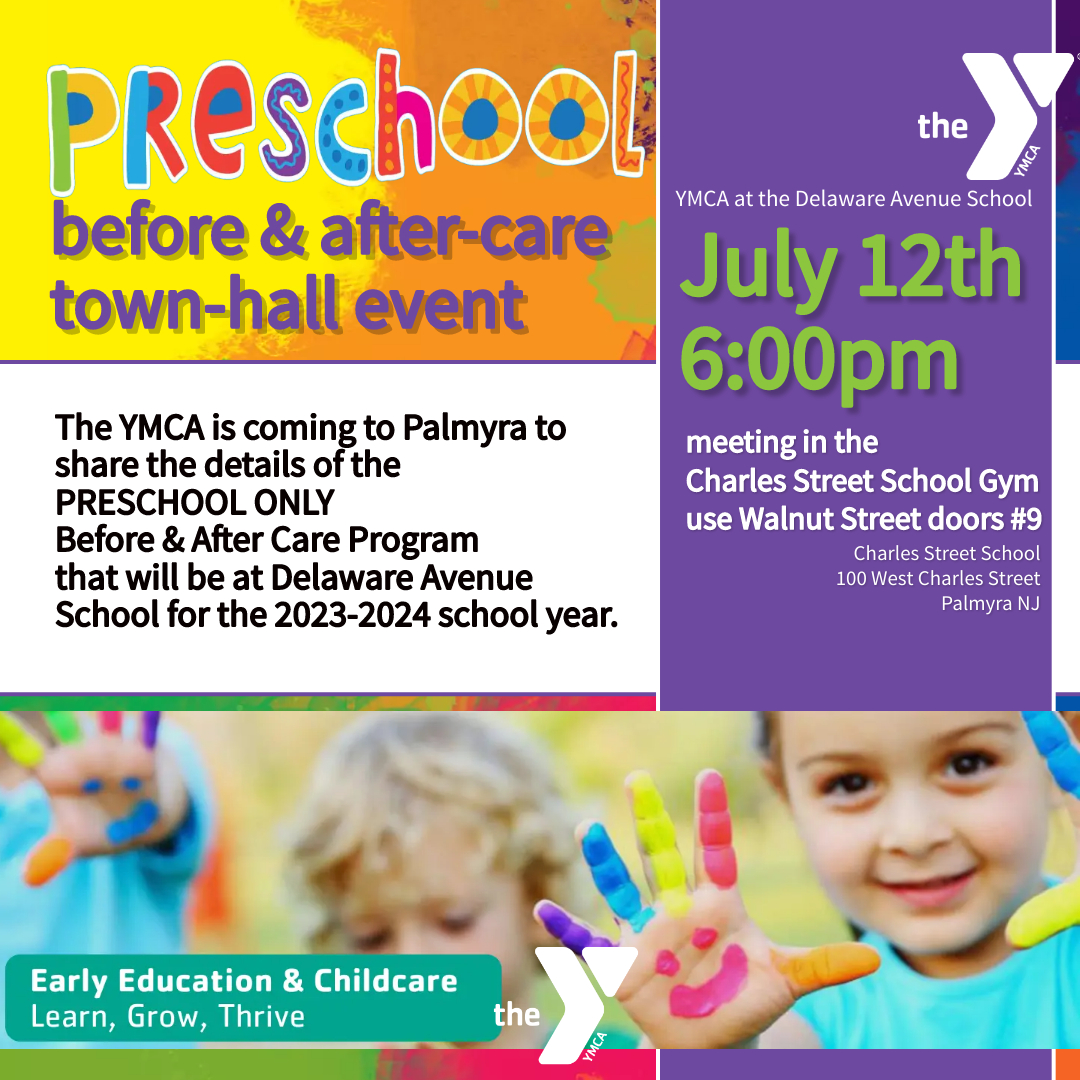 ymca town hall meeting regarding palmyra preschool care colorful poster