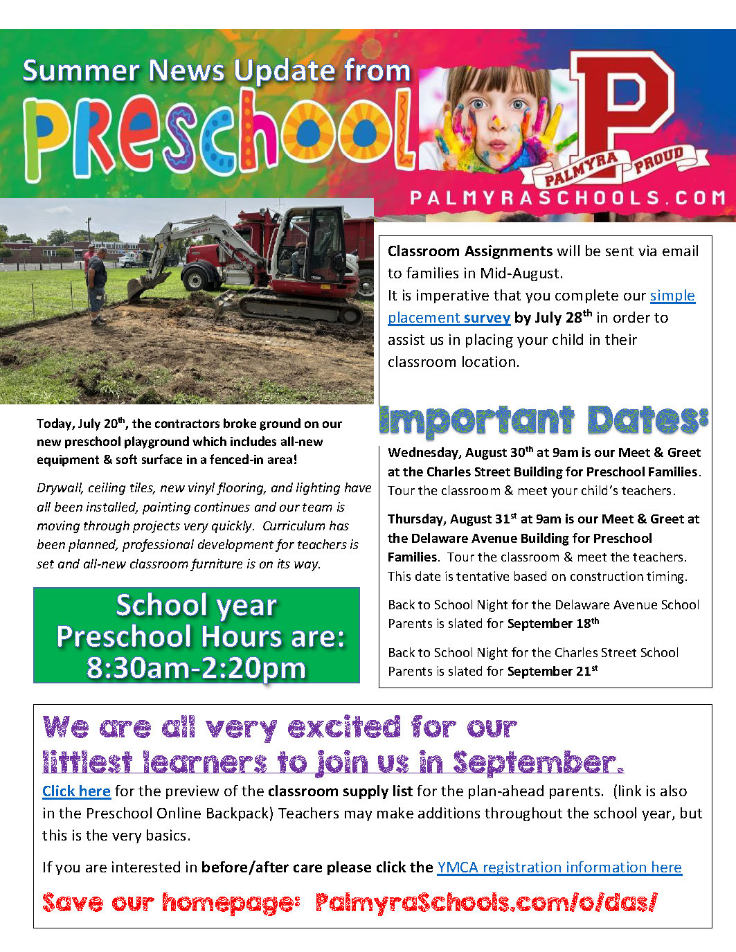 Preschool News Update July 20 