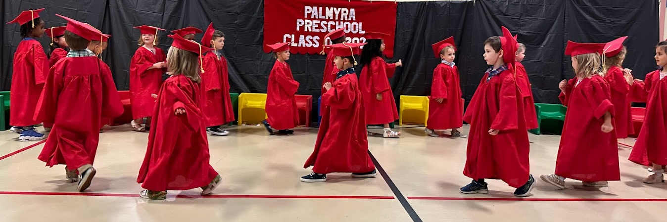 preschool graduation procession in cap and gown