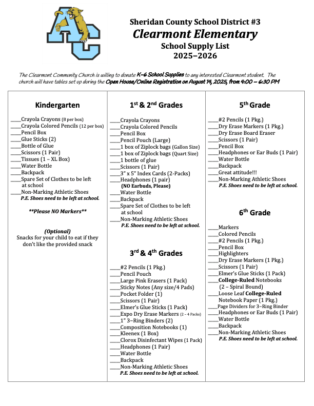K-6 supplies