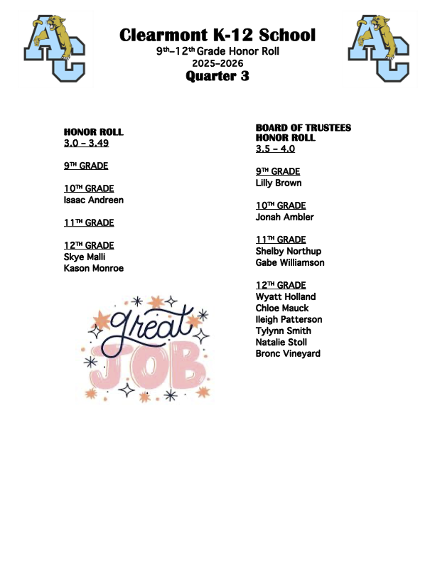 Honor Roll Q3