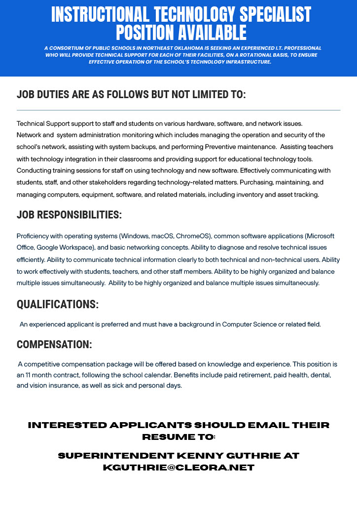 Instructional Technology Position Available