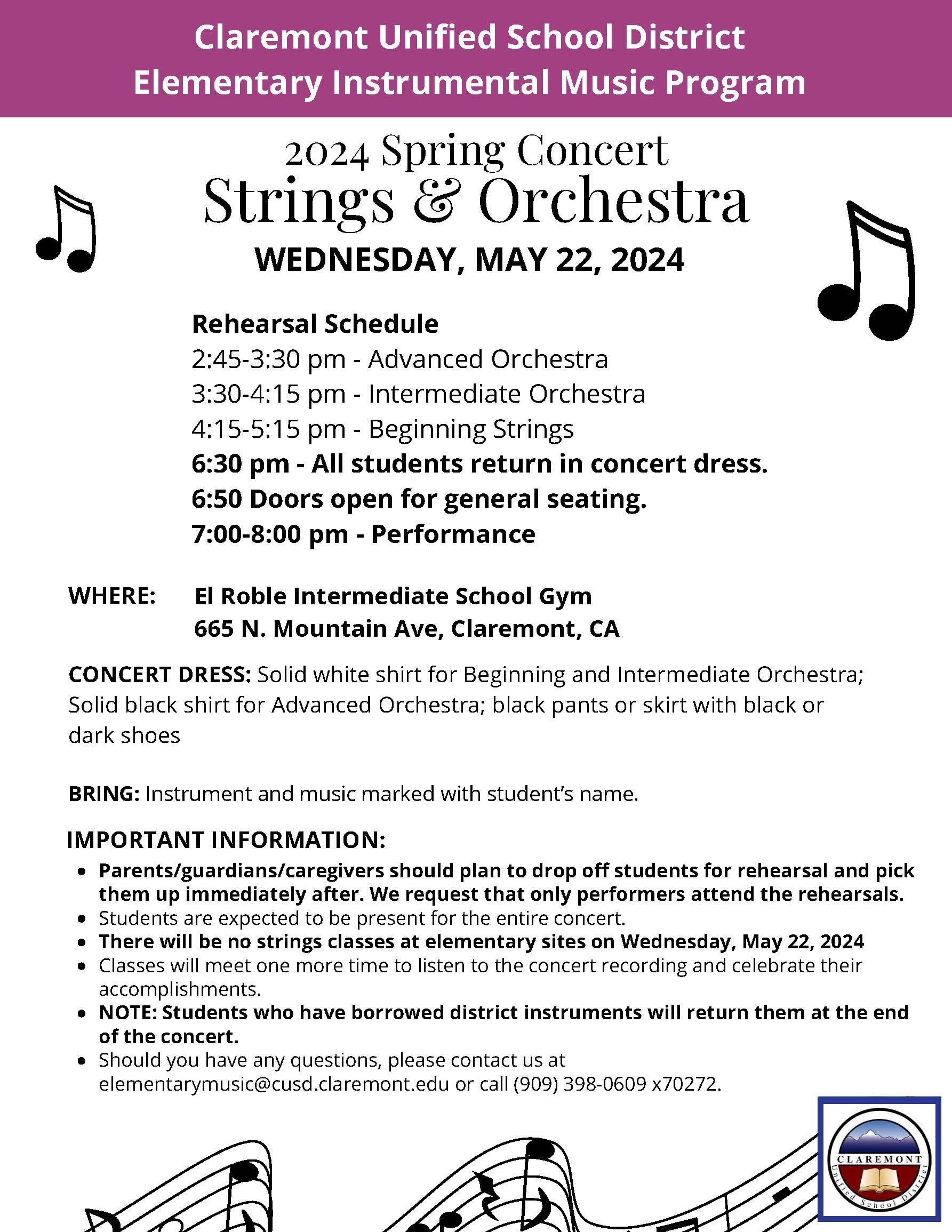 Strings Spring Concert Flyer 2024
