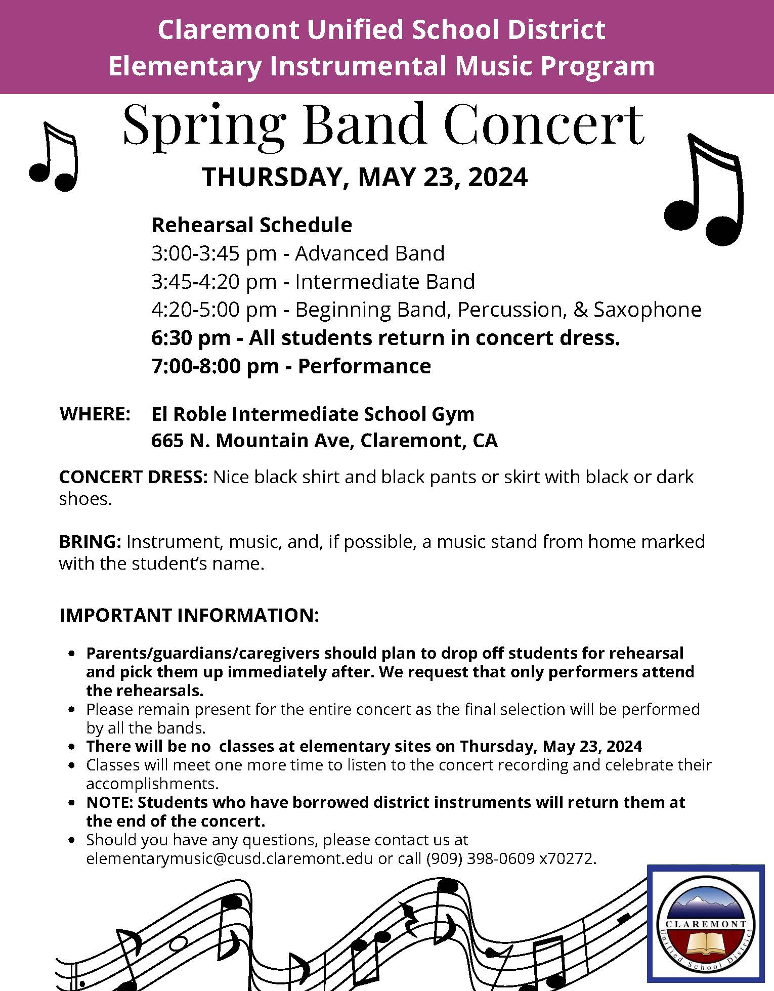 Spring BAND Concert Flyer 2024