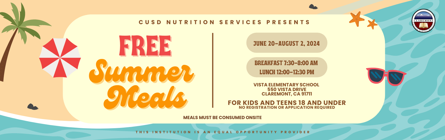 Free Summer Meals for anyone 18 years old or younger.