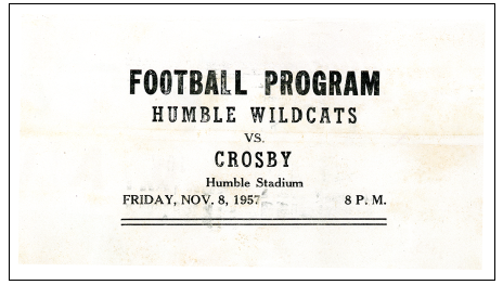 Program: Humble Wildcats vs Crosby, 11/08/1957