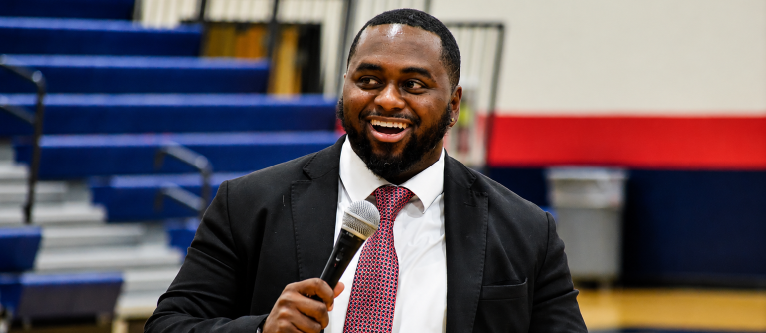 Principal, Dr. Williams, addressing students