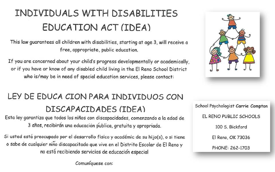 IDEA law requires all children with disabilities, starting at age 3, will receive a free, appropriate, public education