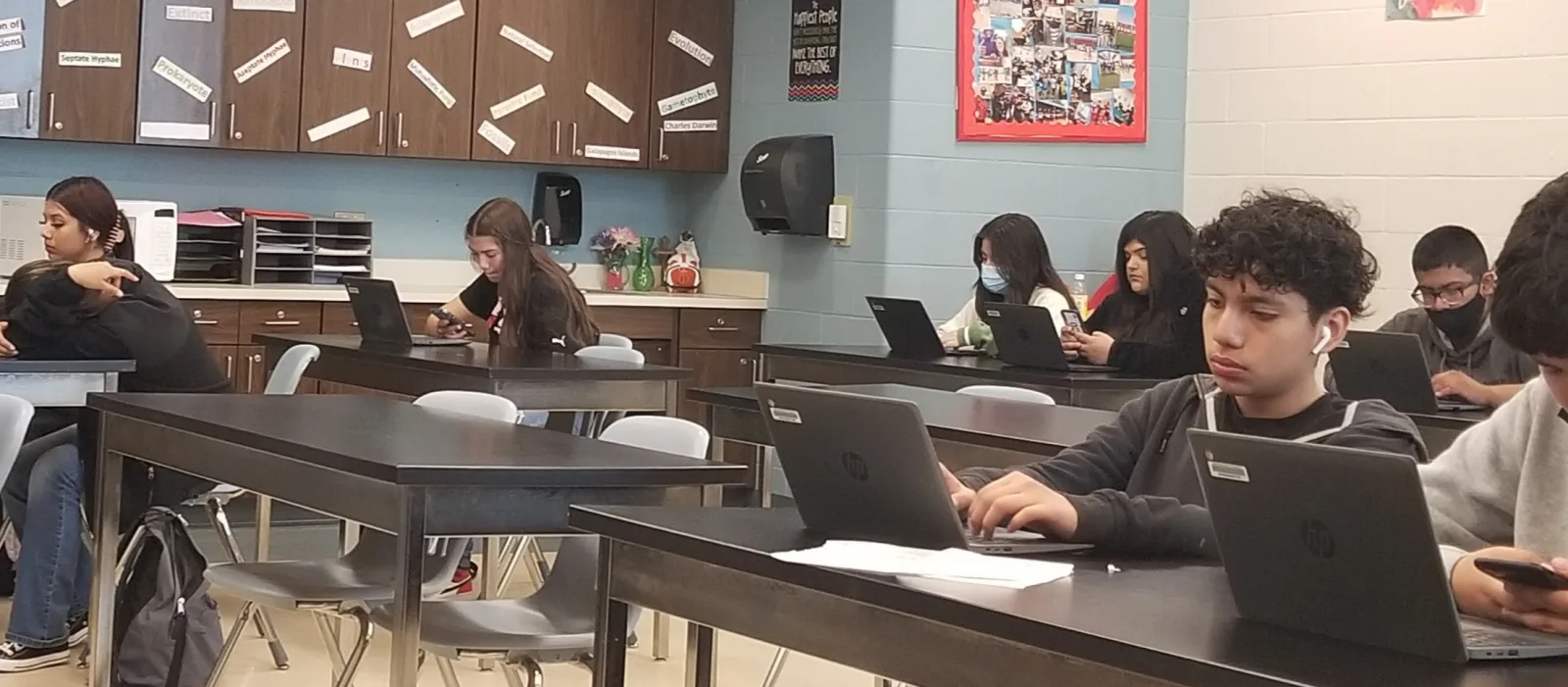 students sitting in class.