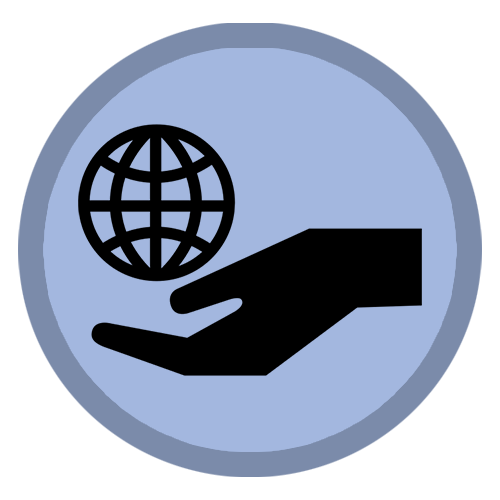blue circle with hand inside