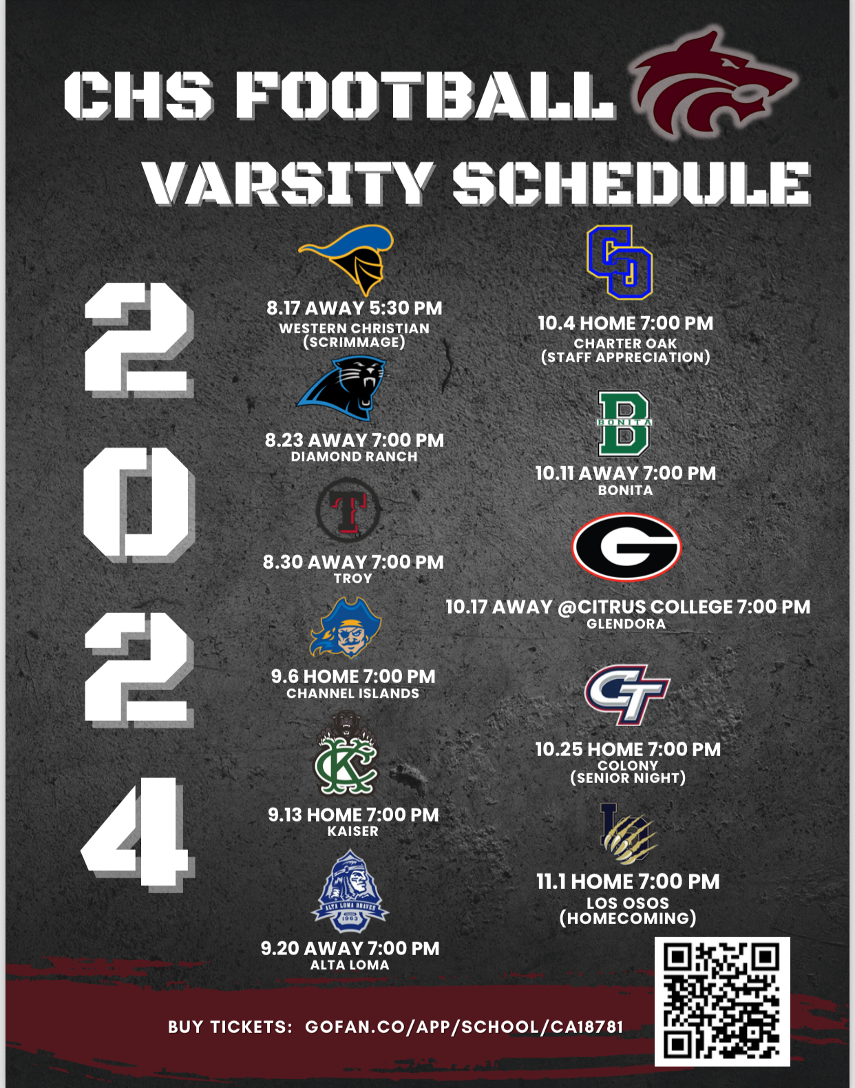 CHS FB Schedule 2024