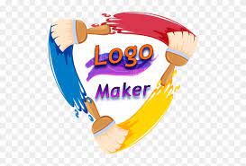 A colorful logo design featuring paintbrushes in blue, red, and yellow, surrounding the text 'Logo Maker' in a playful font.