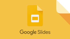 The Google Slides logo features a yellow background with a stylized white slide icon and the text 'Google Slides' in black underneath.