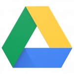 A stylized logo featuring a triangular shape composed of green, yellow, and blue colors, representing a cloud storage service.
