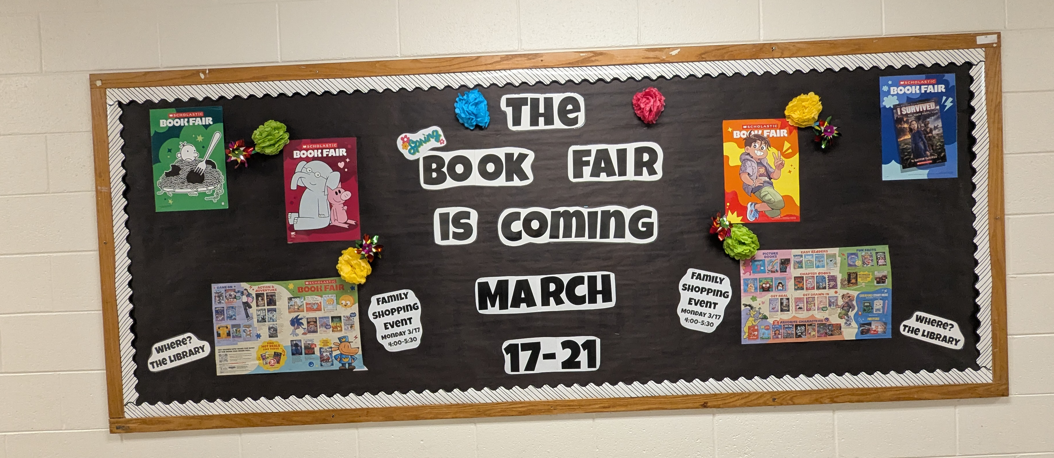 the book fair is coming March 17-21 bulletin board