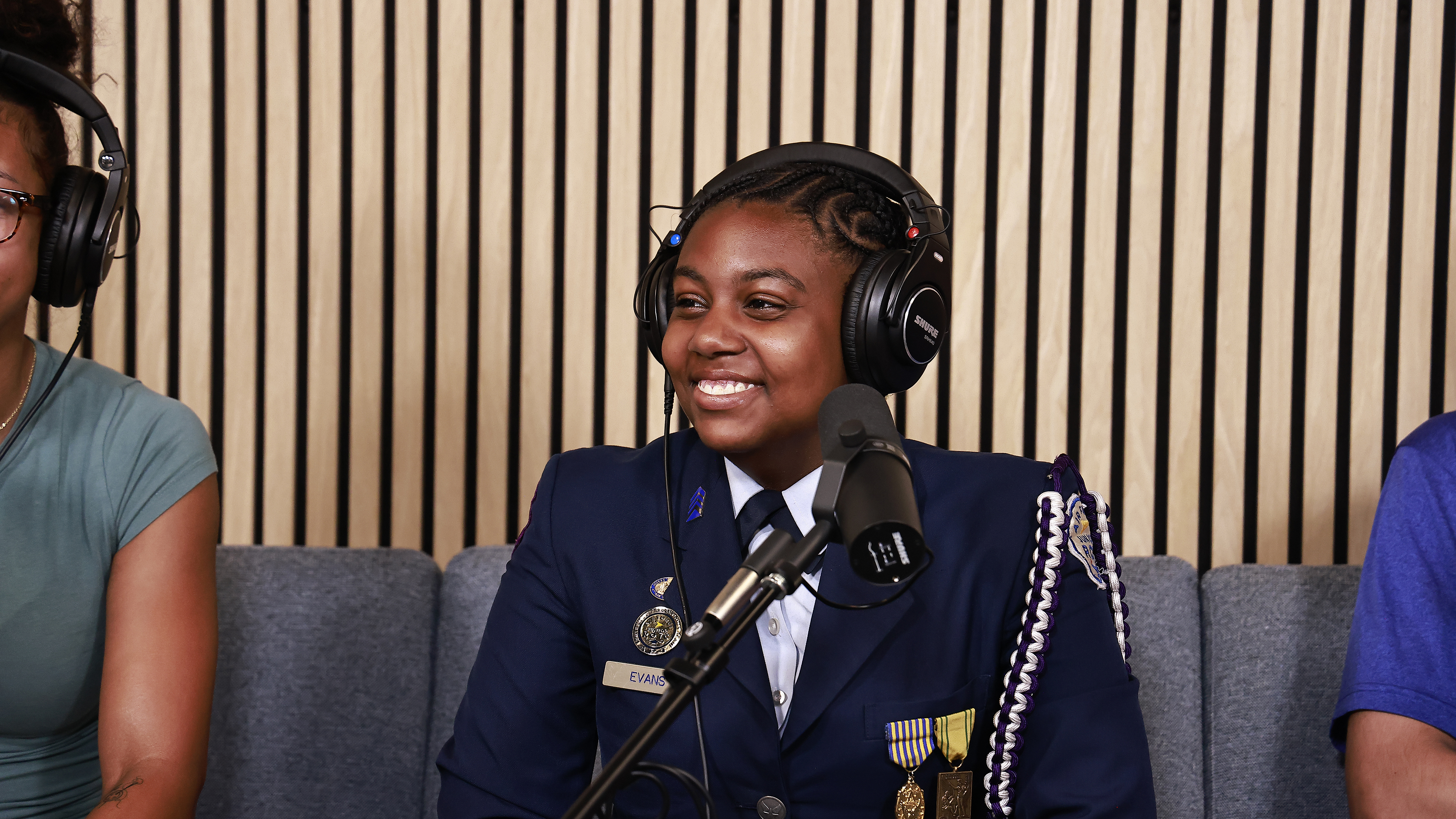 Senior Myah Evans participates in a CPS podcast