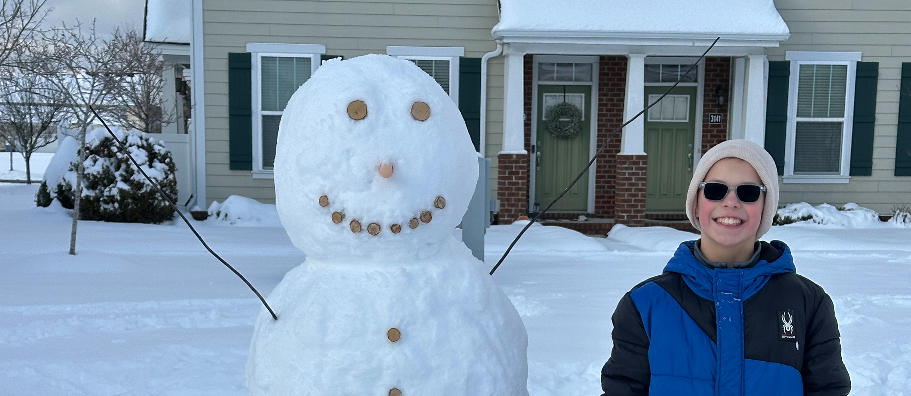 Student and snowman