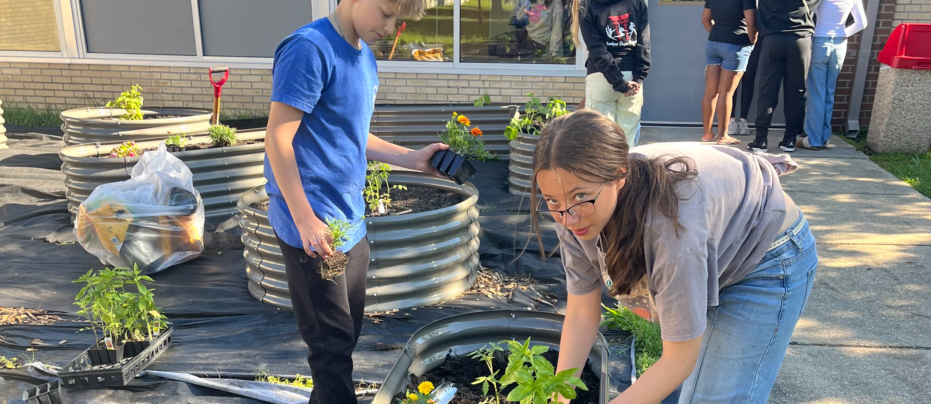 Students Gardening