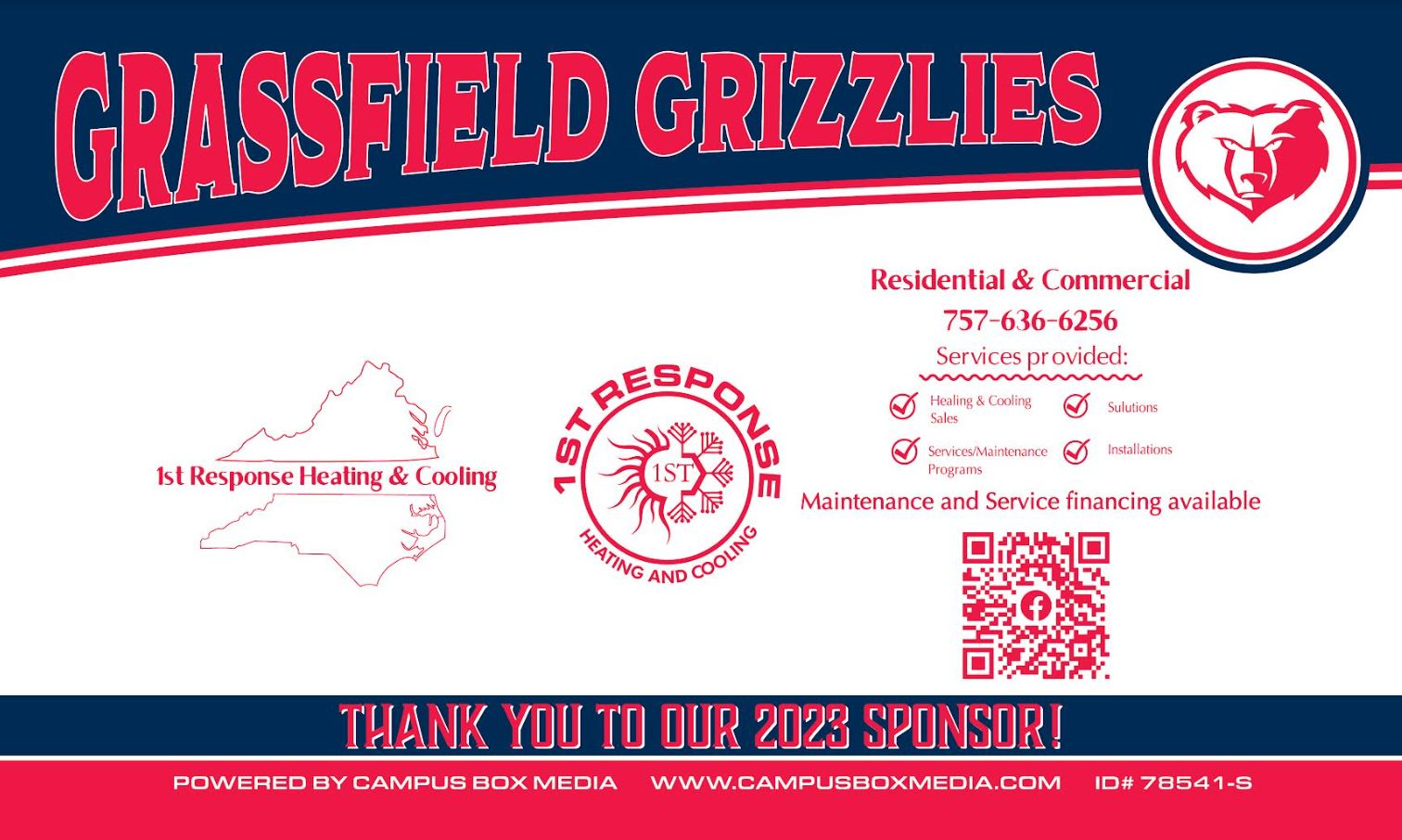 Wendy sponsors Grassfield High School Athletics poster