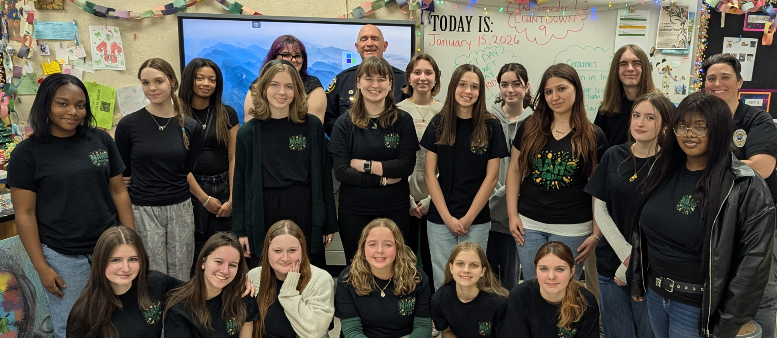 NAHS students had an incredible opportunity after school to meet with Assistant Chief Heckler from the Chesapeake Police Department. He shared the CPD mission and purpose, along with his hopes for the mural project.  Our students truly stepped up—working collaboratively in groups to present thoughtful mural concepts, gathering feedback, and then regrouping to sketch and refine new ideas. It was an inspiring moment of creativity, teamwork, and community partnership in action.