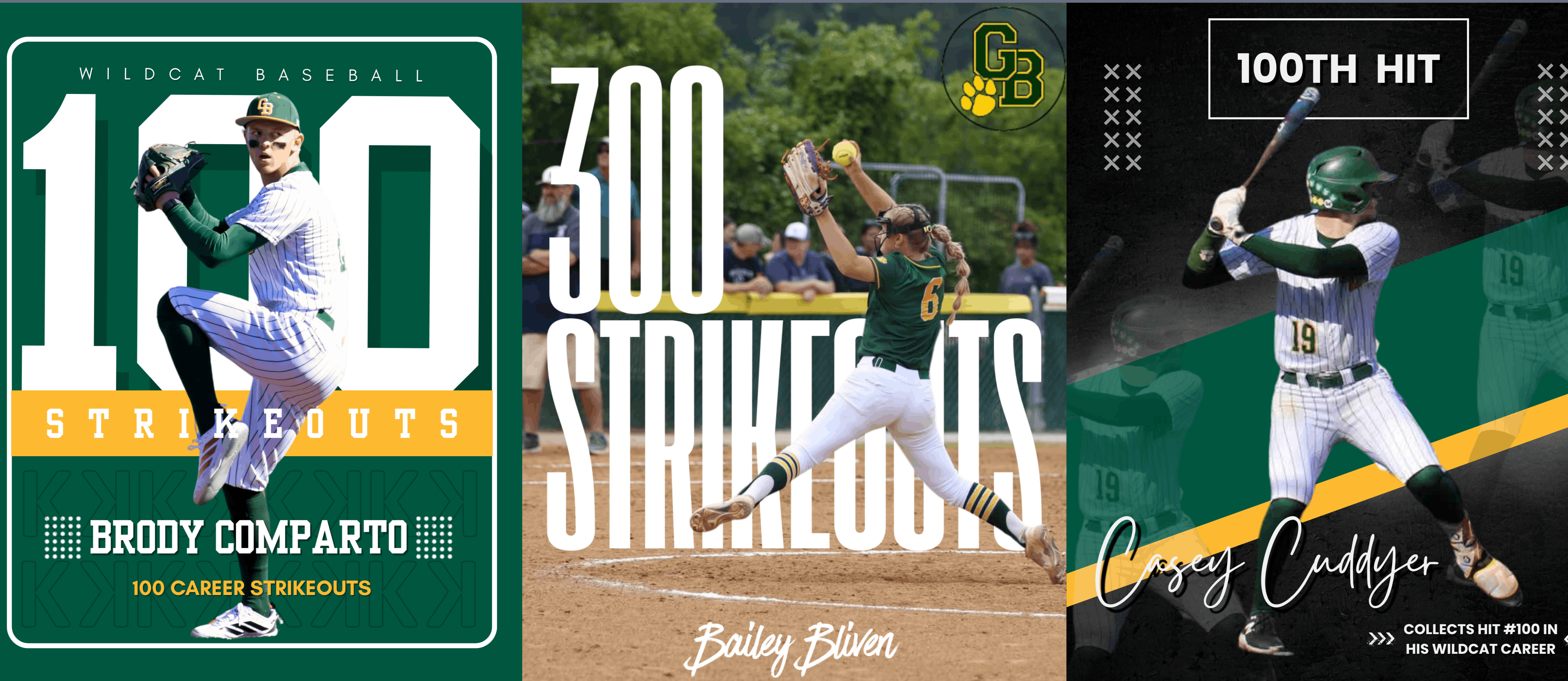 Brody Comparto 100 K's, Bailey Blivens 300 Ks and Casey Cuddyer 100 Hits