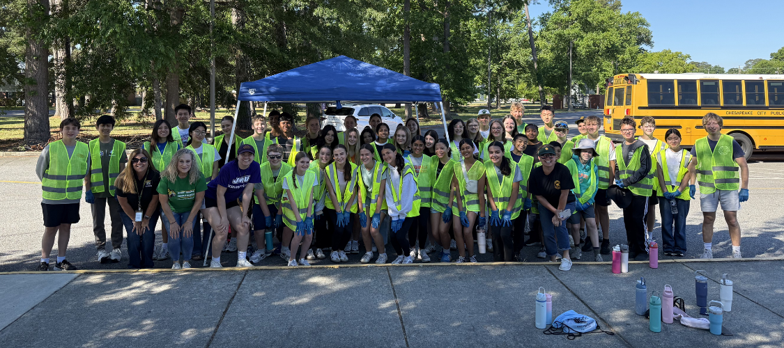 Students who participated in the Paws for a Cause cleanup effort at GBMS