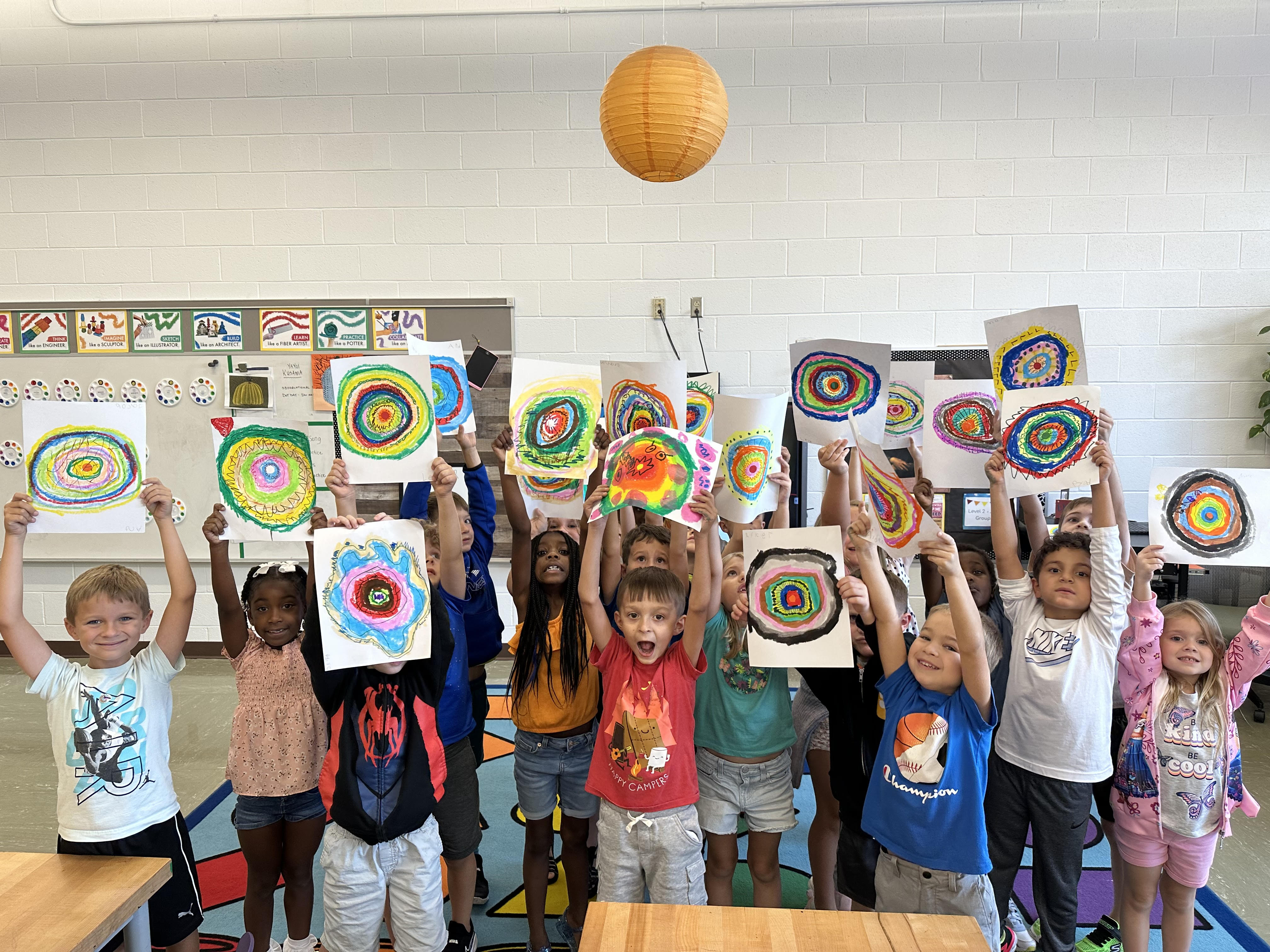 Mrs Anderon's class in art on International Dot Day