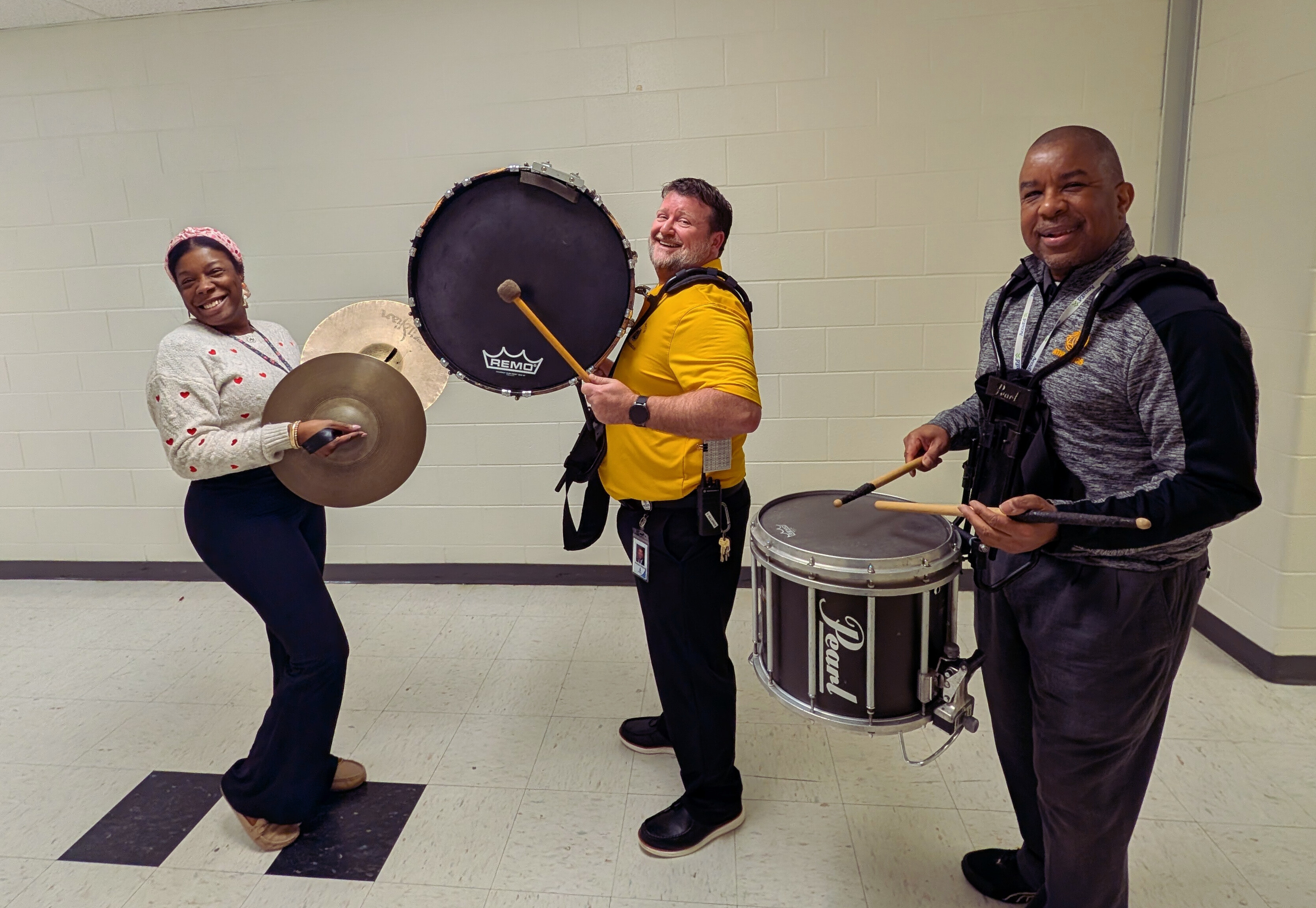 Mrs. Cheeks, Mr. Gillgren, and Dr. Joppy School Parade Musicians