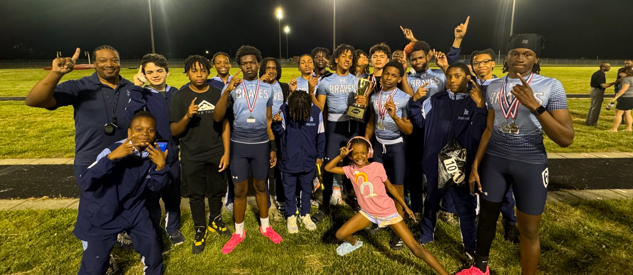 2024 CMSL Boys Track & Field Champs - Indian River Middle poses with trophy