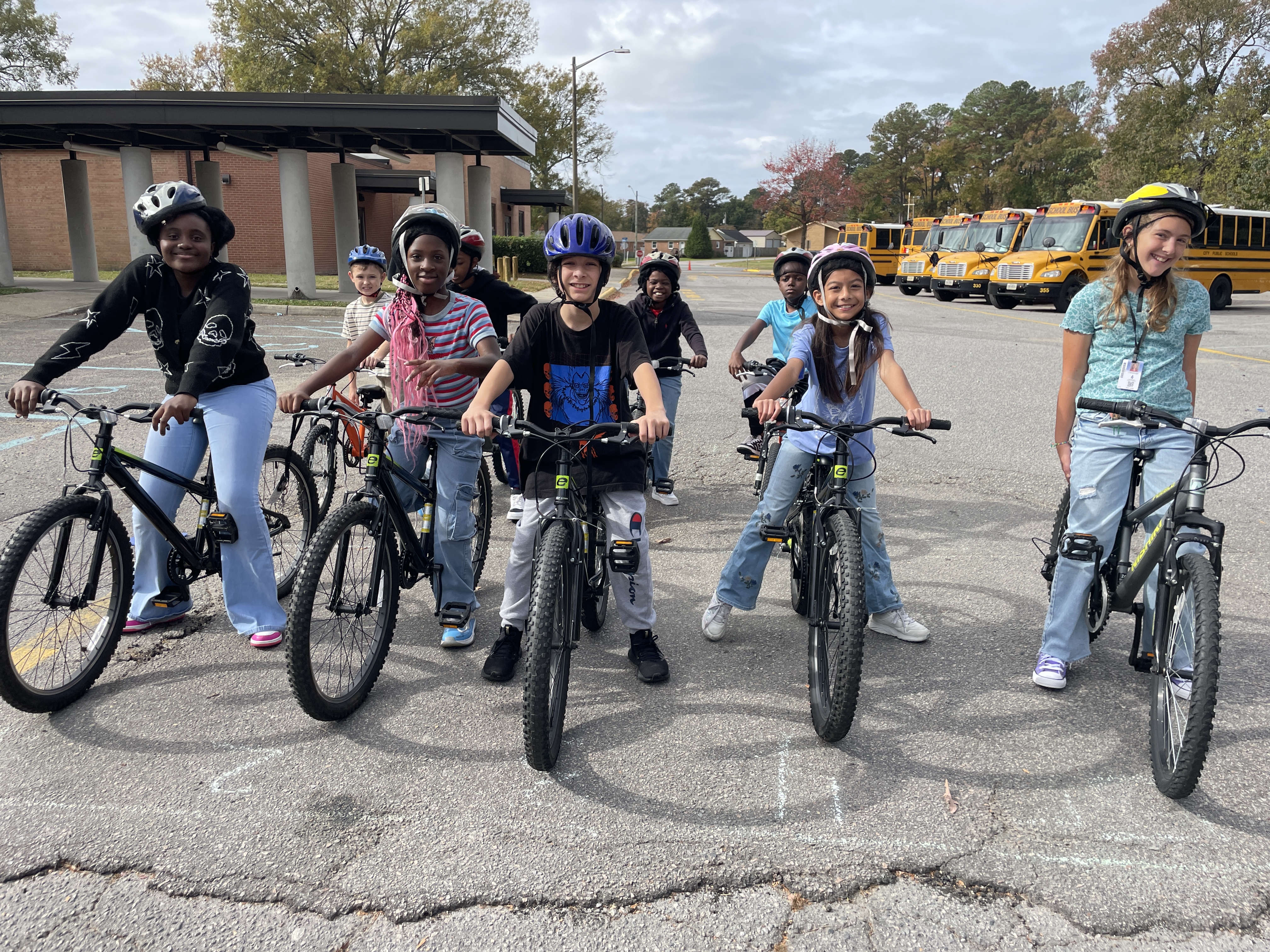 Students on Bikes in PE