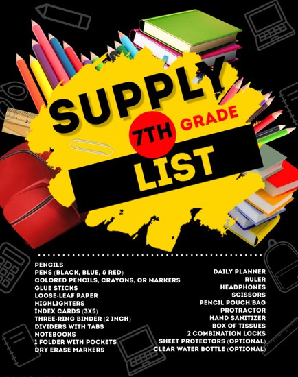 Supply 7th Grade School List