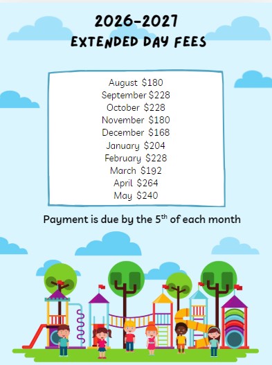 Extended Day Fees for 2026-27