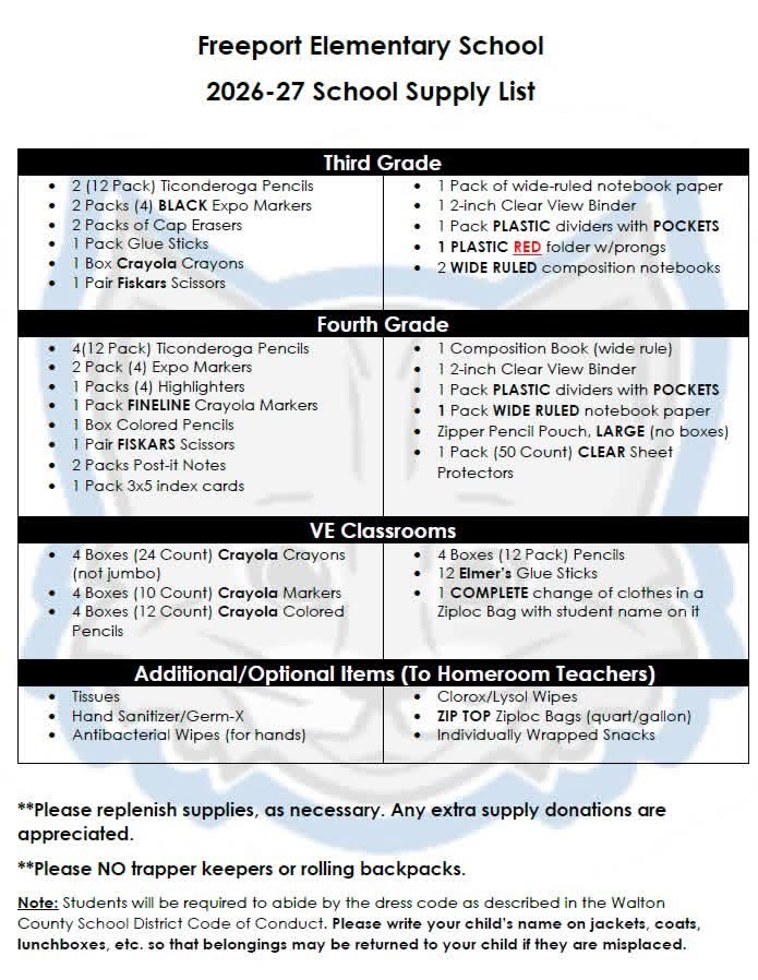 supply list